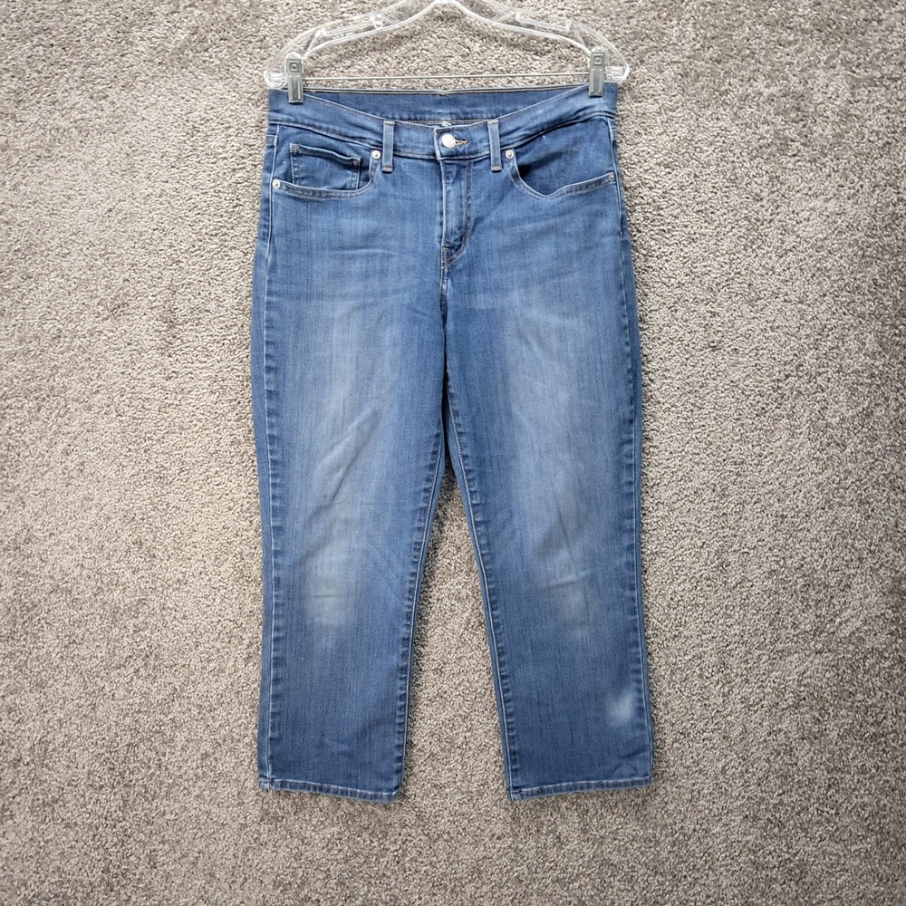Levis Women 30 Medium Wash Straight Leg Stretch Denim Jeans Blue 8310